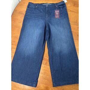New Gloria Vanderbilt Jeans Women's Size 18 Amanda Wide Leg Crop Blue Denim NWT